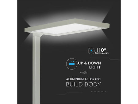 Piantana Lampada Led Da Terra Moderna Argento Con Touch Dimmerabile 80W Alta