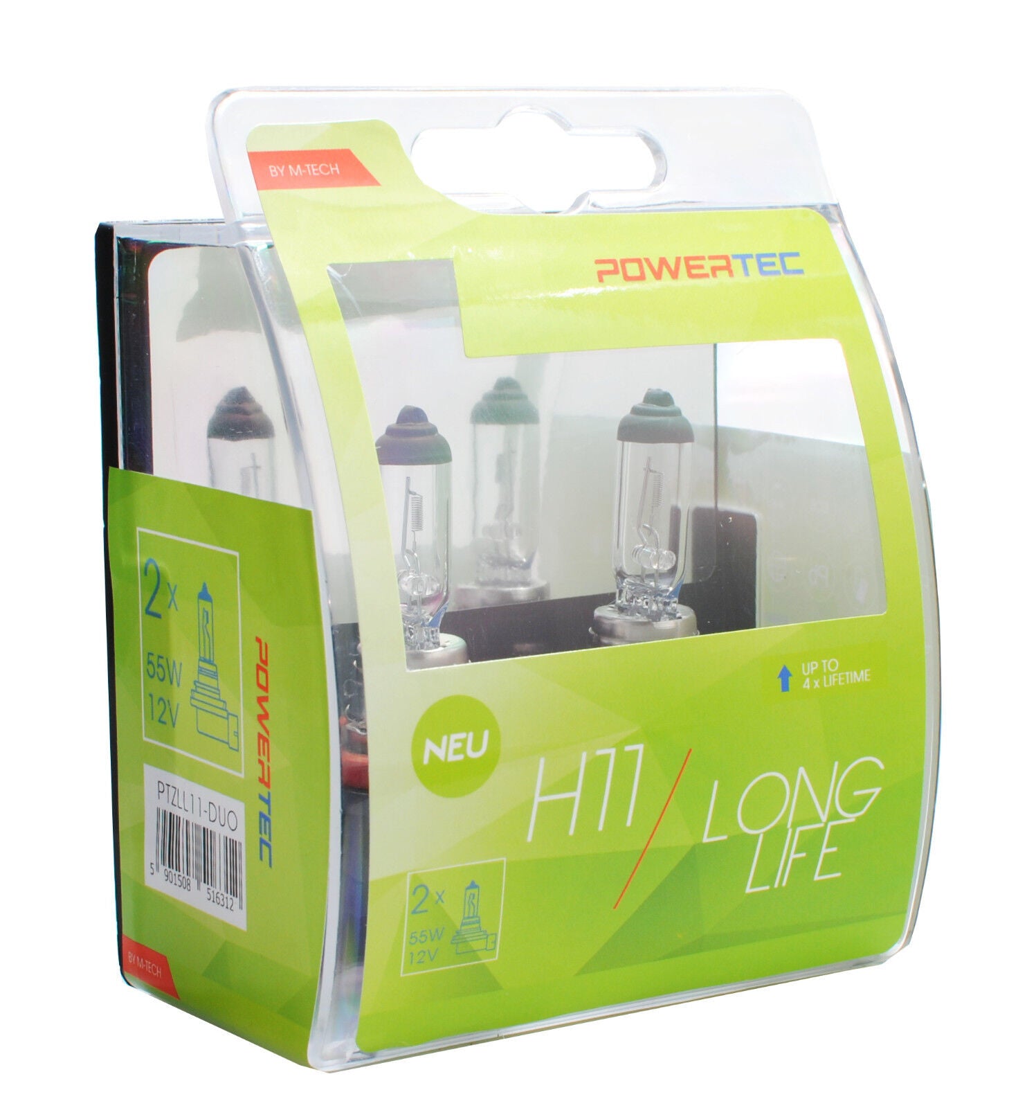 Coppia Lampade Lampadine PowerTec H11 55W 12V LONG LIFE Durata 1500h ALOGENE