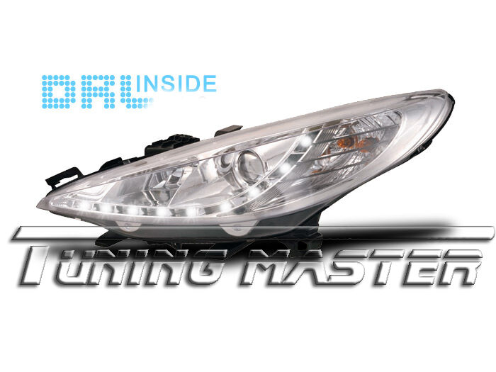 Fari Anteriori Dayline DRL Luci Diurne 207 06 -> Cromati OMOLOGATI CE87