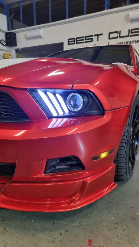 Coppia Fari Fanali Tuning MUSTANG V 10-13 TUBE LIGHT FRECCIA DINAMICA NERI