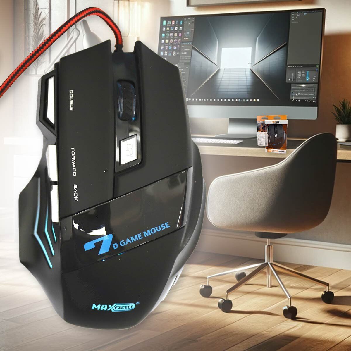 Mouse da Gioco con 2 Tasti Laterali e Tasto Regola DPI RetroIlluminato RGB