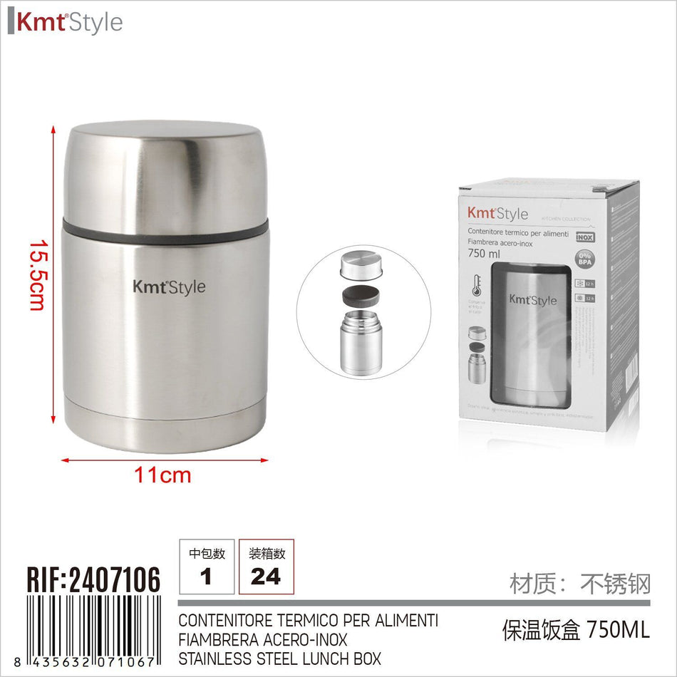 Contenitore Termico per Alimenti in Acciaio Inox Mantiene Freddo e Caldo 12 ore