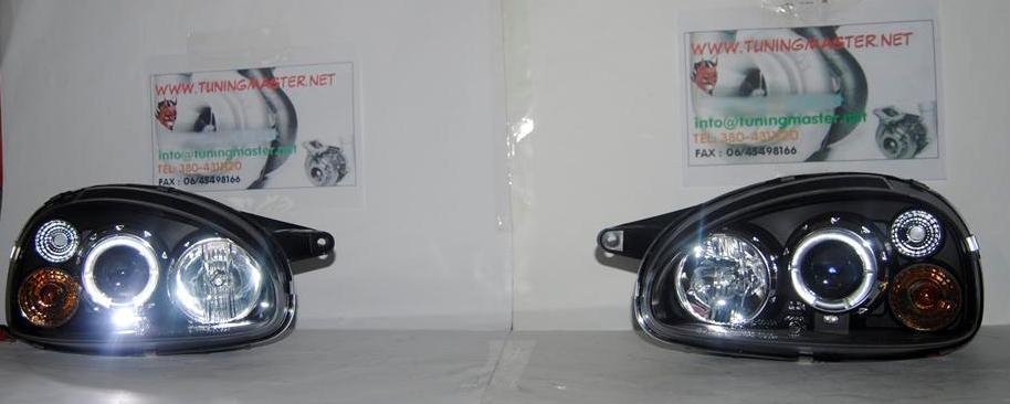 Coppia Set Fari anteriori CHATENET NOVA BAROODER NERI con 2 anelli Angel Eyes