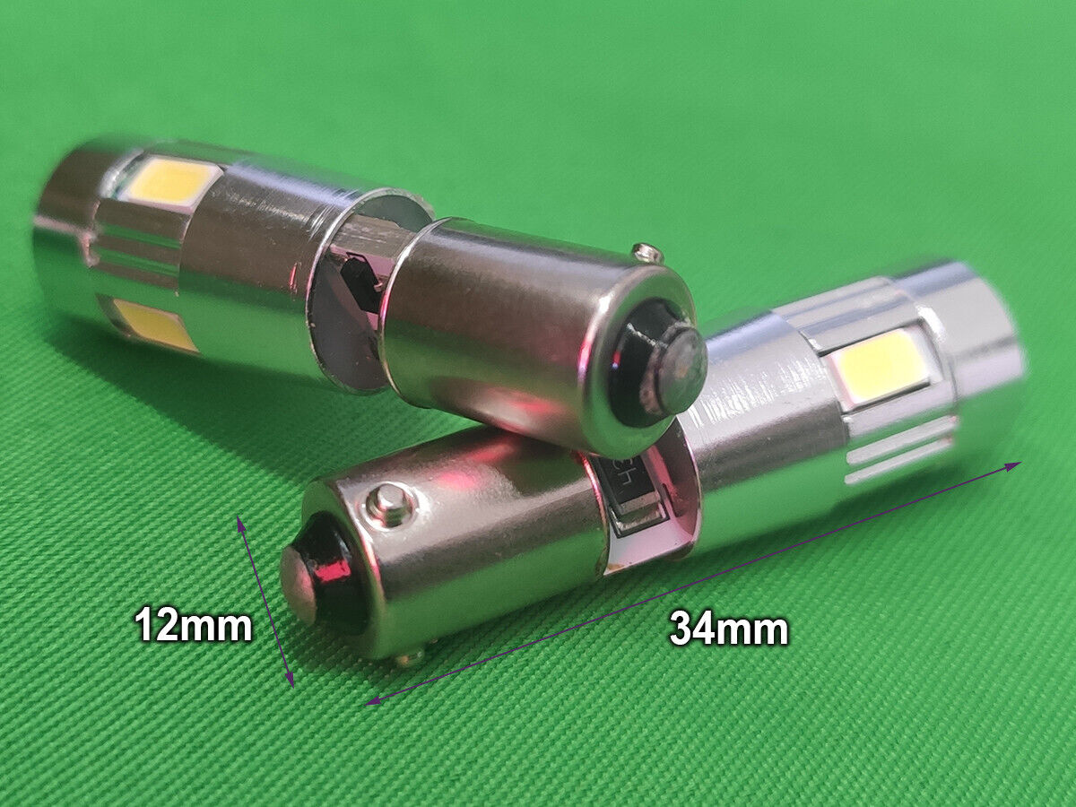 Lampadina Led Canbus BAX9S H6W 6 Smd 5630 Bianco No Errore Check Luci 12V Senza