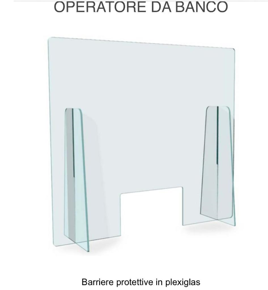 Barriera Protettiva In Plexiglass 75x80 cm cassa Operatore Bancone Made In Italy