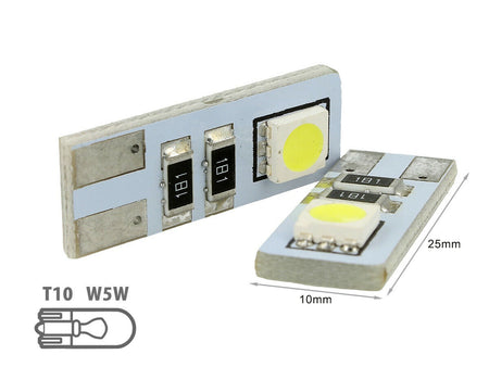 LAMPADA LED CANBUS T10 W5W 2 SMD BIANCO NO POLARITA NO ERRORE CHECK LUCI 12V