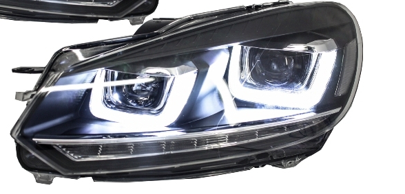 Coppia Fari Fanali Anteriori Tuning DRL led U STYLE Golf VI 6 Freccia Dinamica
