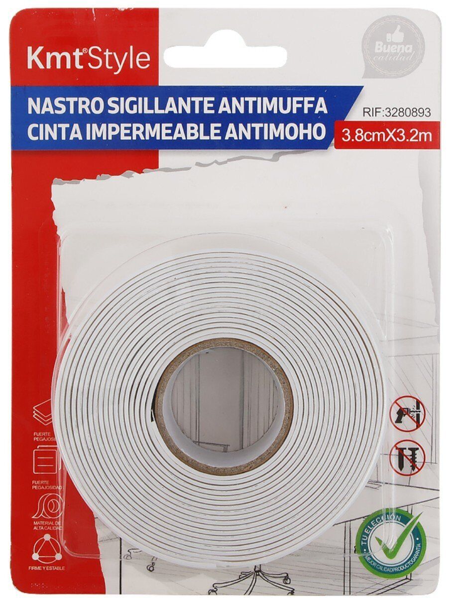 Nastro Adesivo Sigillante Antimuffa 38mm X 320cm Bianco <ul><li>Il nostro per