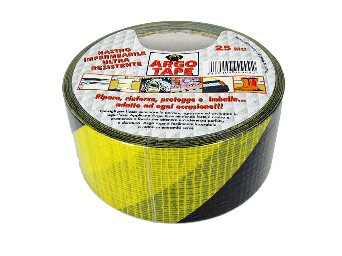 Nastri Antinfortunistici Striscia Di Sicurezza Telato Nero e Giallo 50mm X 25mt