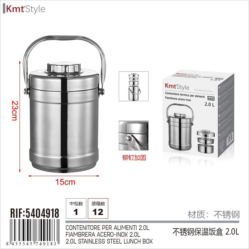 Contenitore Termico per Alimenti in Acciaio Inox Mantiene Freddo e Caldo 12 ore