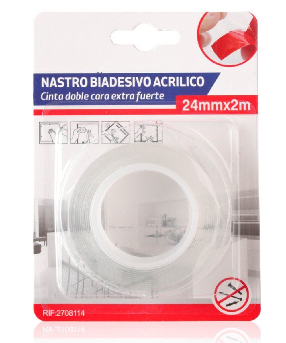 Nastro Biadesivo Acrilico Extra Forte Trasparente 24mm X 2MT <ul><li>Il nostro