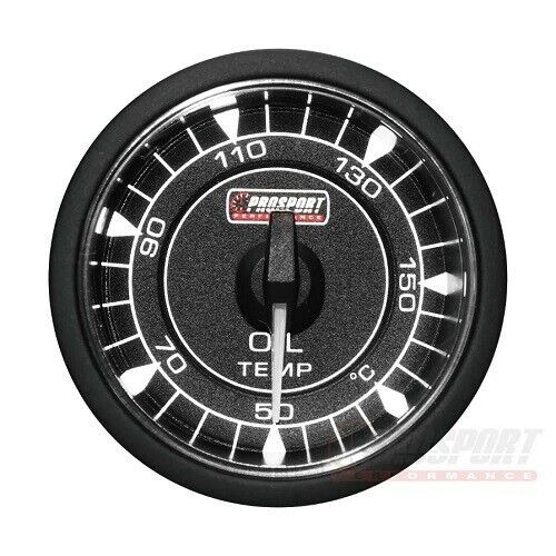 Manometro Strumento PROSPORT 52mm Temperatura Olio 50-150°C ambra bianco daytona