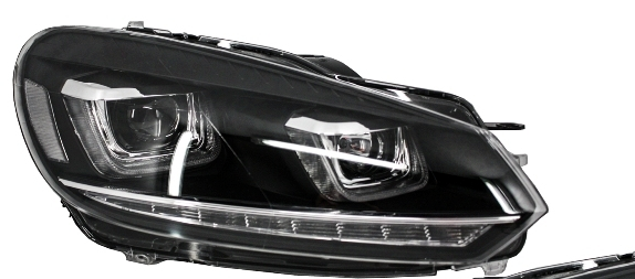 Coppia Fari Fanali Anteriori Tuning DRL led U STYLE Golf VI 6 Freccia Dinamica