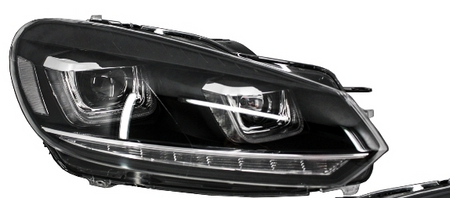 Coppia Fari Fanali Anteriori Tuning DRL led U STYLE Golf VI 6 Freccia Dinamica