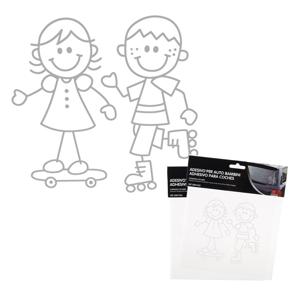 2 PZ Adesivo per Auto Forma Ragazzi 11x11cm Resistente all' Autolavaggio