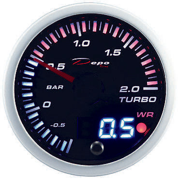 Manometro Strumento 52mm DEPO Pressione Turbo -1+2 BAR Picco - Nero DIGITALE
