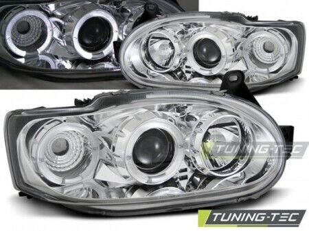 Escort 95->98 coppia Fanali Fari anteriori tuning Angel Eyes Cromati
