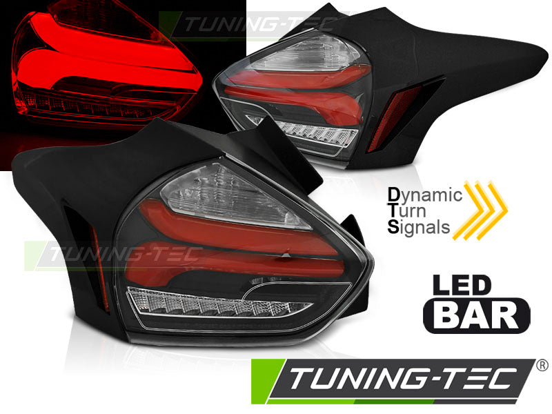 FORD FOCUS 3 15-18 HATCHBACK BLACK RED SEQ LED