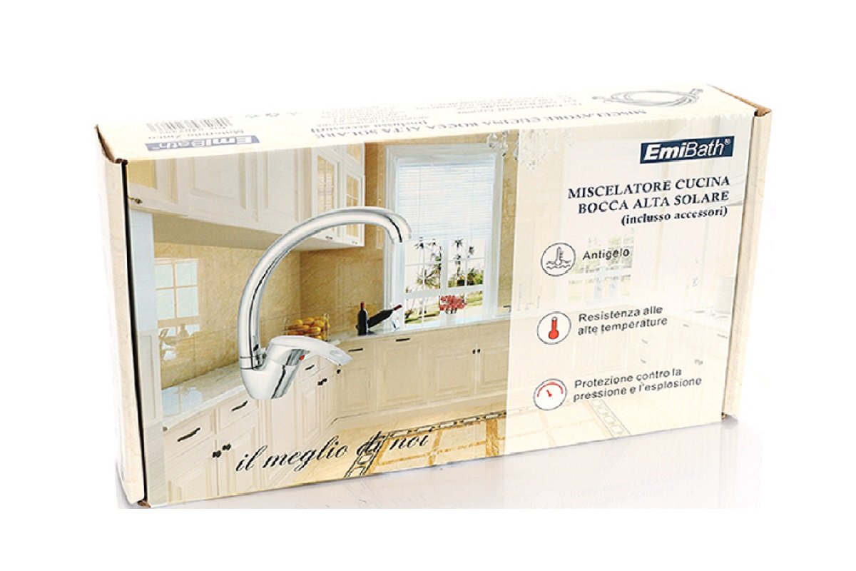 Kit Rubinetto Da Cucina Bocca Alta Con Miscelatore Misura 270x210mm Colore