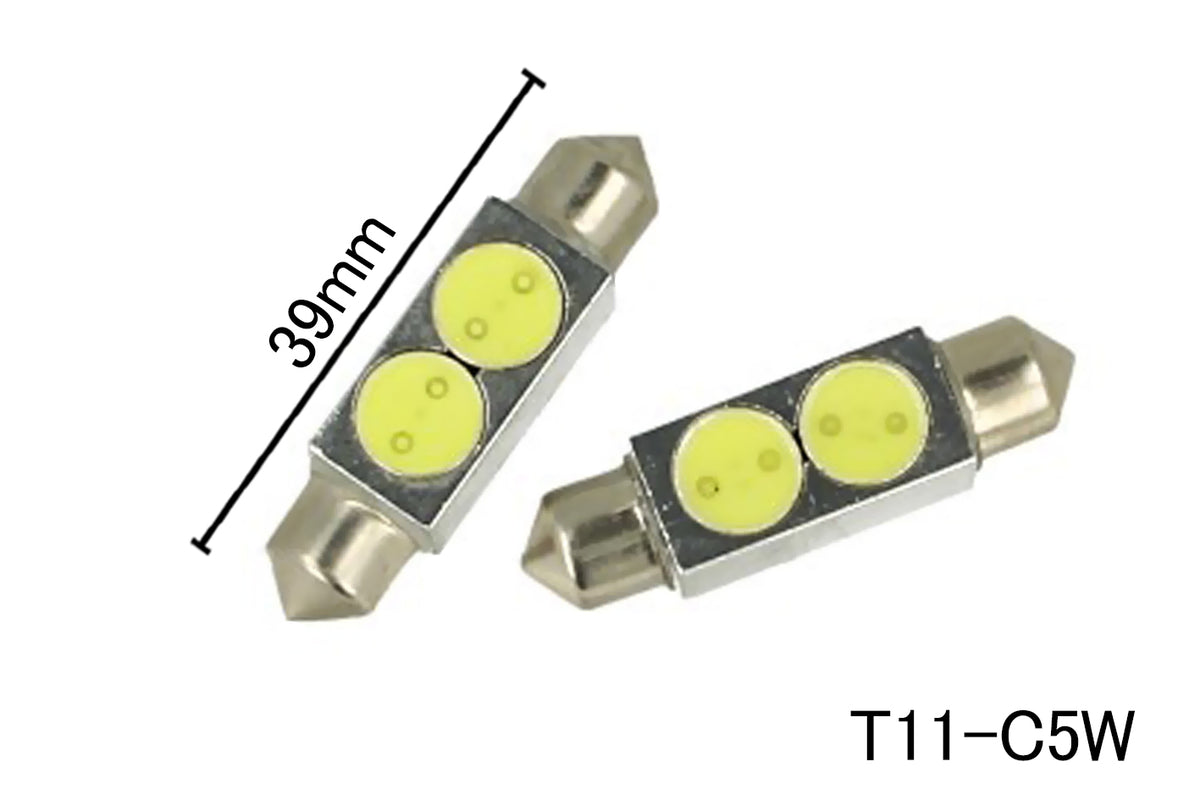 Coppia 2 Lampade Led T11 C5W Siluro 39mm Con Power Colore Bianco Freddo 6000K