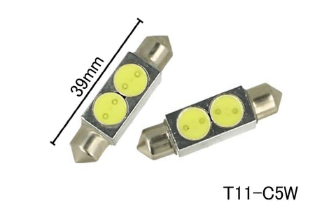 Coppia 2 Lampade Led T11 C5W Siluro 39mm Con Power Colore Bianco Freddo 6000K