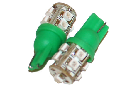 Coppia 2 Lampade Led T10 Con 9 Smd 3528 Colore Verde Green 12V 1W <p>