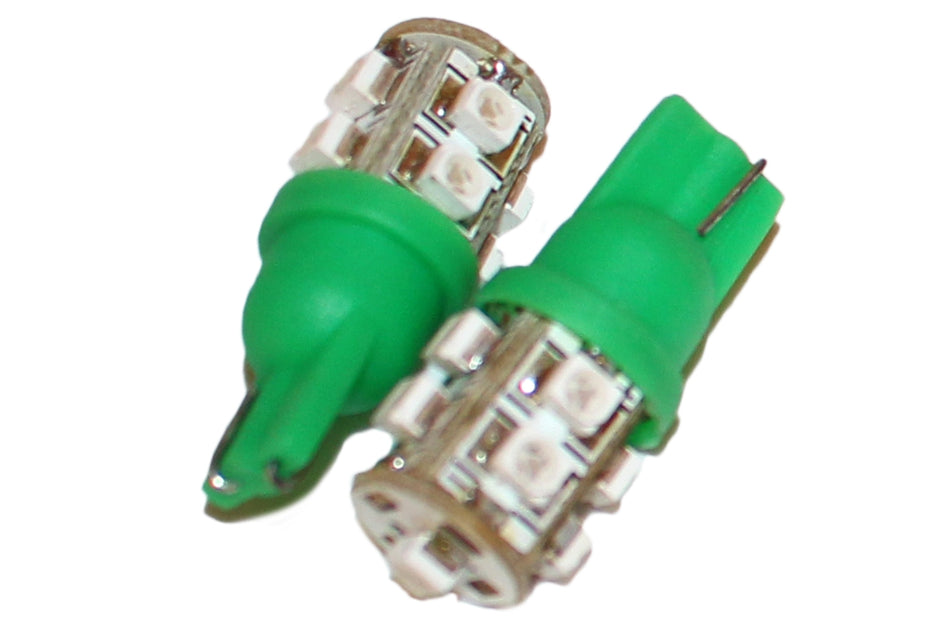 Coppia 2 Lampade Led T10 Con 9 Smd 3528 Colore Verde Green 12V 1W <p>