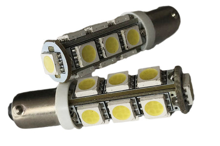 Coppia 2 Lampadine Led BAY9S H6W Piedi Storti Con 13 Smd 5050 Bianco Freddo