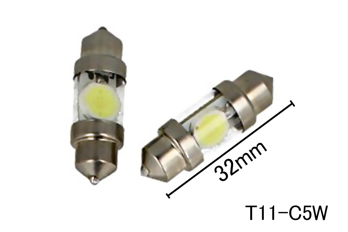 Coppia 2 Lampade Led T11 C5W Siluro 32mm Con 1 Power Colore Bianco Freddo 6000K