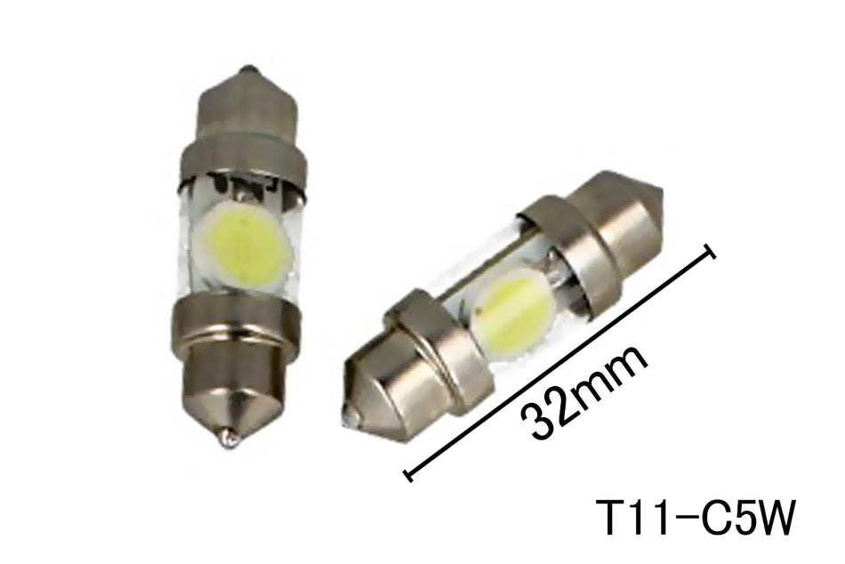 Coppia 2 Lampade Led T11 C5W Siluro 32mm Con 1 Power Colore Bianco Freddo 6000K