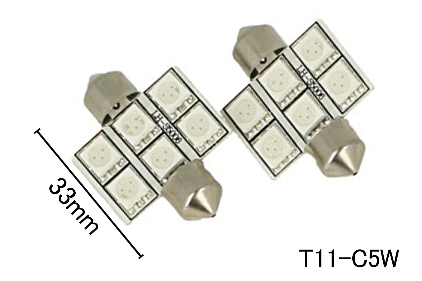 Coppia 2 Lampade Led T11 C5W Siluro 33mm Con 6 Smd 5050 Colore Rosso 12V 1W <p>