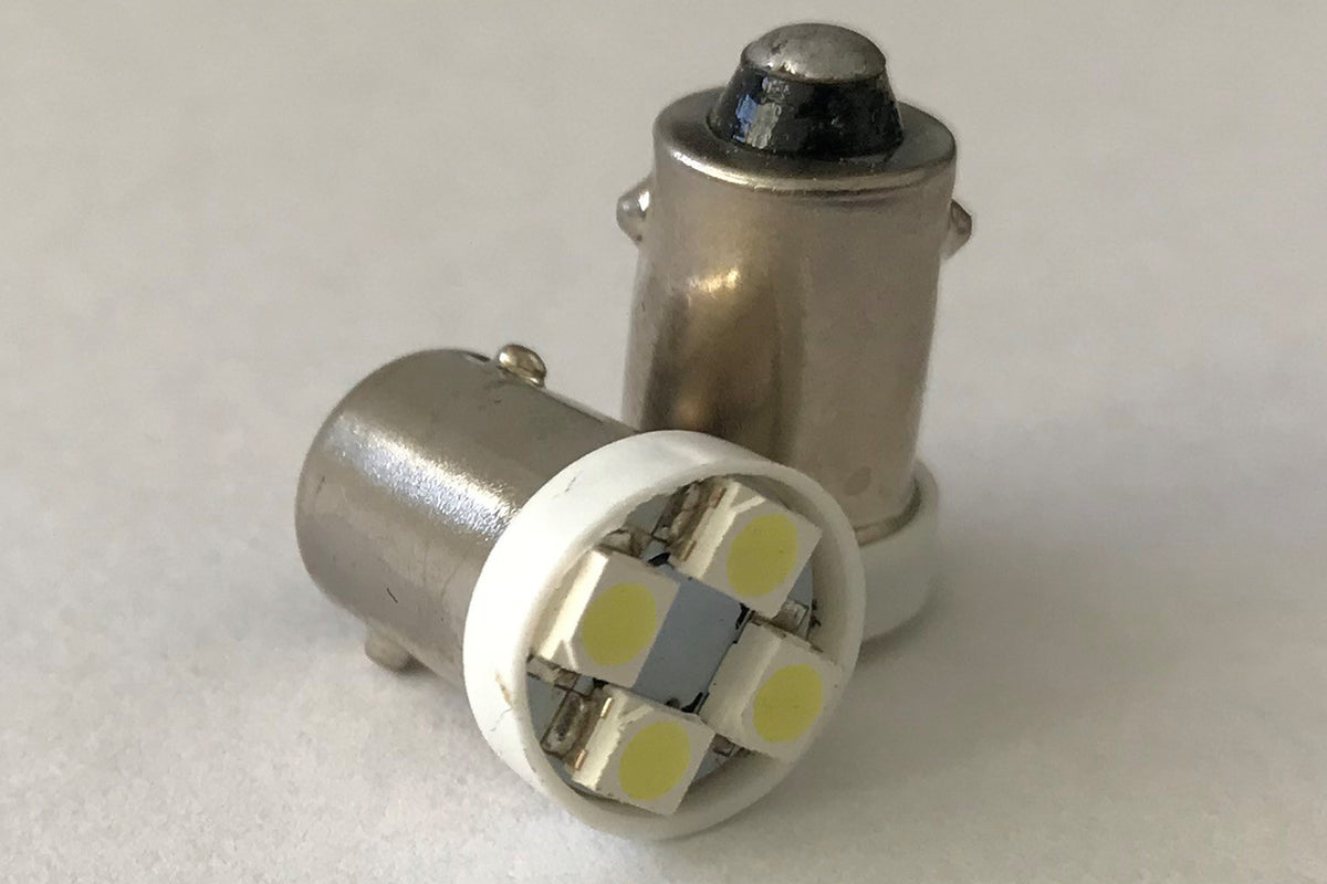 Coppia 2 Lampadine Led BA9S T4W Piedi Dritti Con 4 Smd 3528 Bianco Freddo 6000K