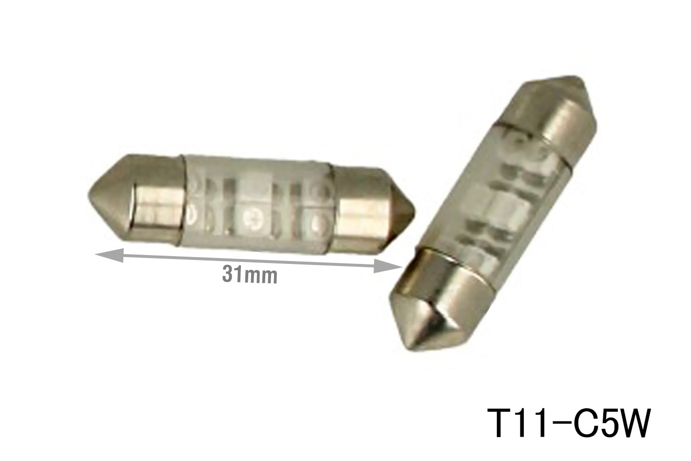 Coppia 2 Lampade Led T11 C5W Siluro 31mm Con 6 Smd 3528 Colore Blu Blue 12V 1W