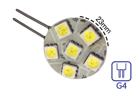 Coppia 2 Lampade Led G4 Con 6 Smd 5050 Colore Bianco Freddo 6000K 12V 1W