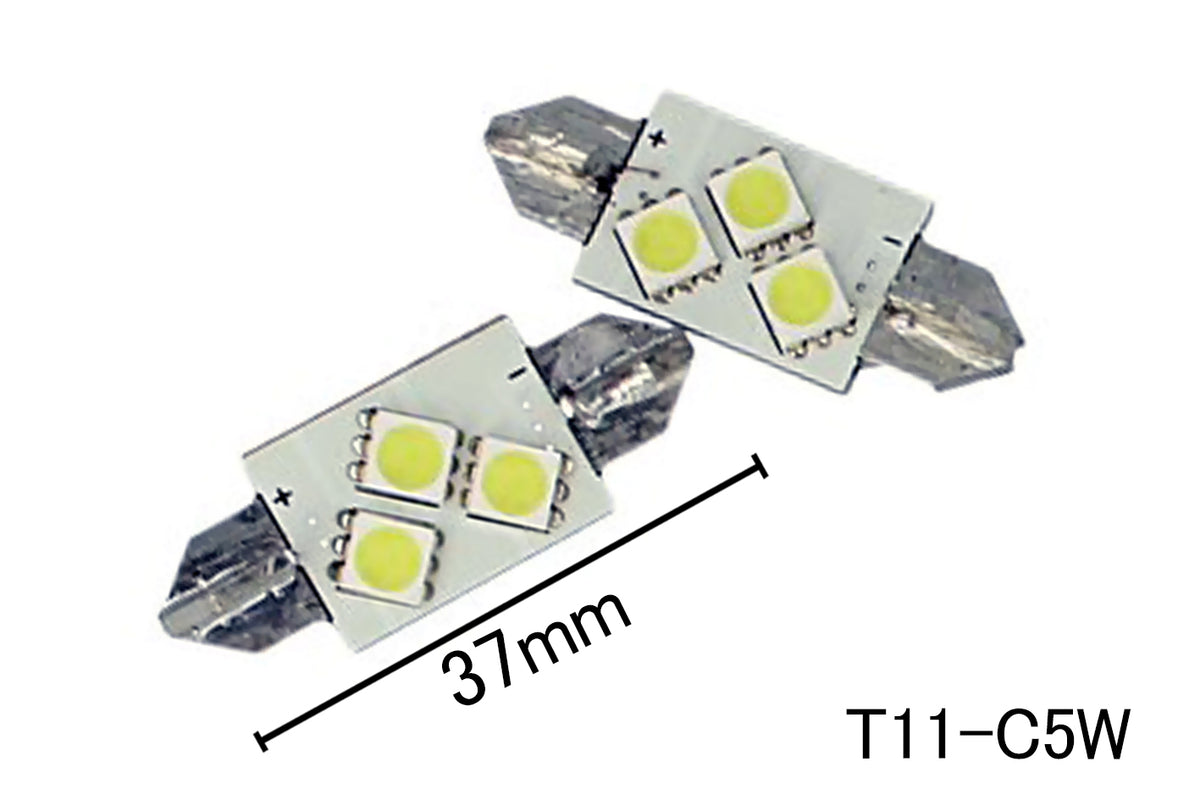 Coppia 2 Lampade Led T11 C5W Siluro 37mm Con 3 Smd 5050 Colore Bianco Freddo