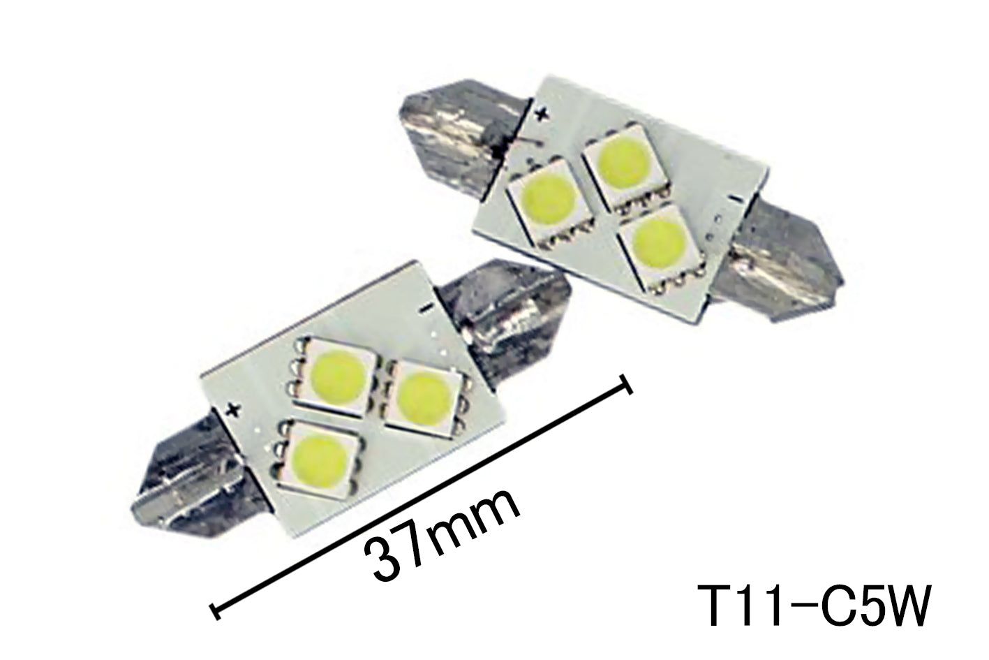 Coppia 2 Lampade Led T11 C5W Siluro 37mm Con 3 Smd 5050 Colore Bianco Freddo