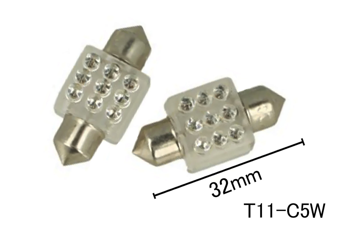 Coppia 2 Lampade Led T11 C5W Siluro 32mm Quadrato Con 9 F3 Colore Giallo Yellow