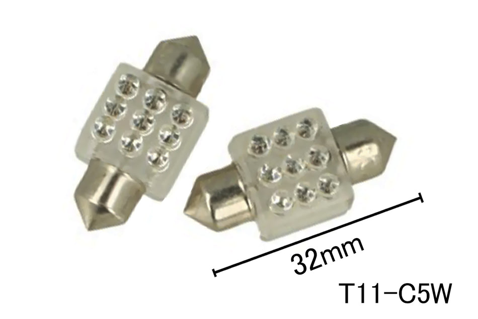 Coppia 2 Lampade Led T11 C5W Siluro 32mm Quadrato Con 9 F3 Colore Giallo Yellow