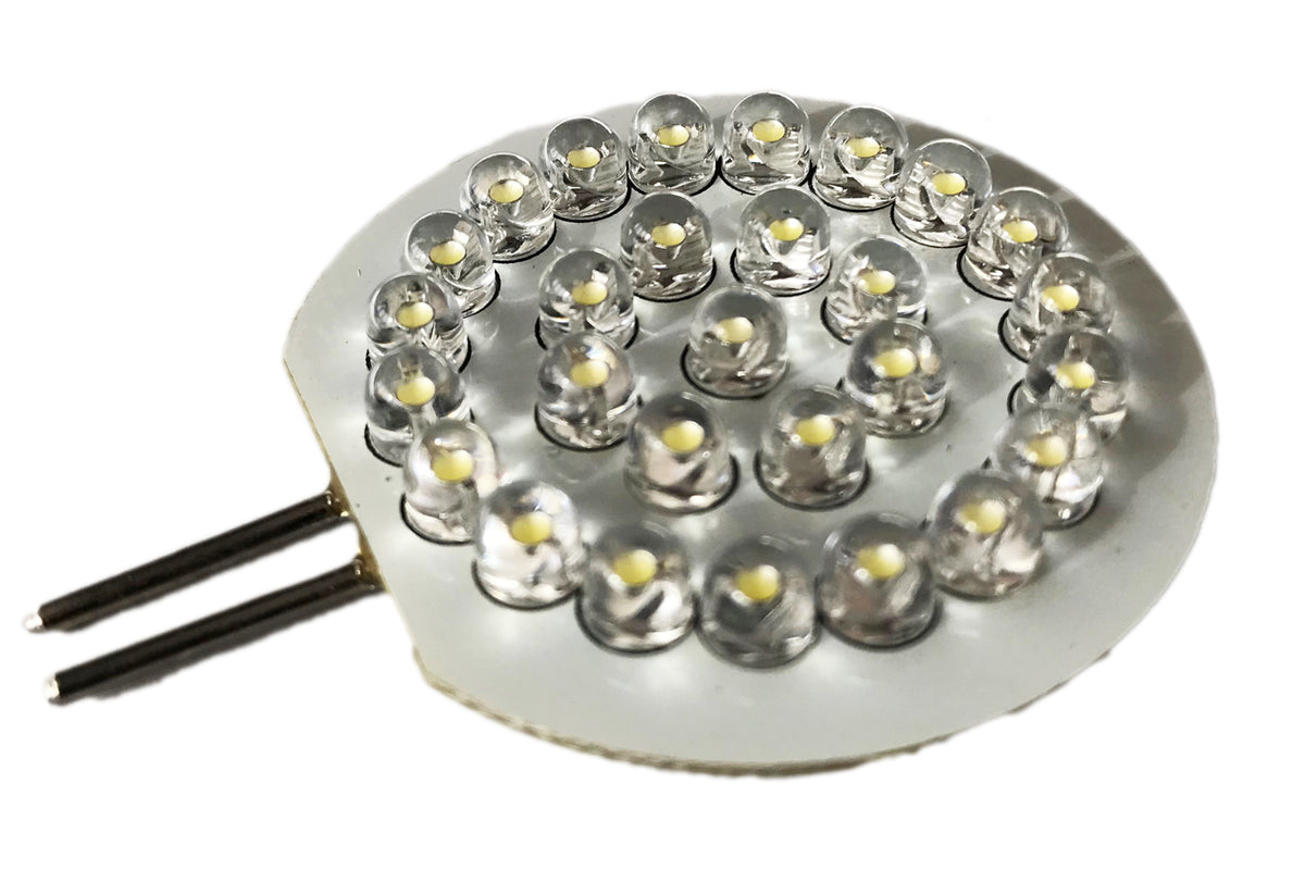 Coppia 2 Lampade Led G4 Con 28 F5 Colore Bianco Freddo 6000K 12V 2W Diametro