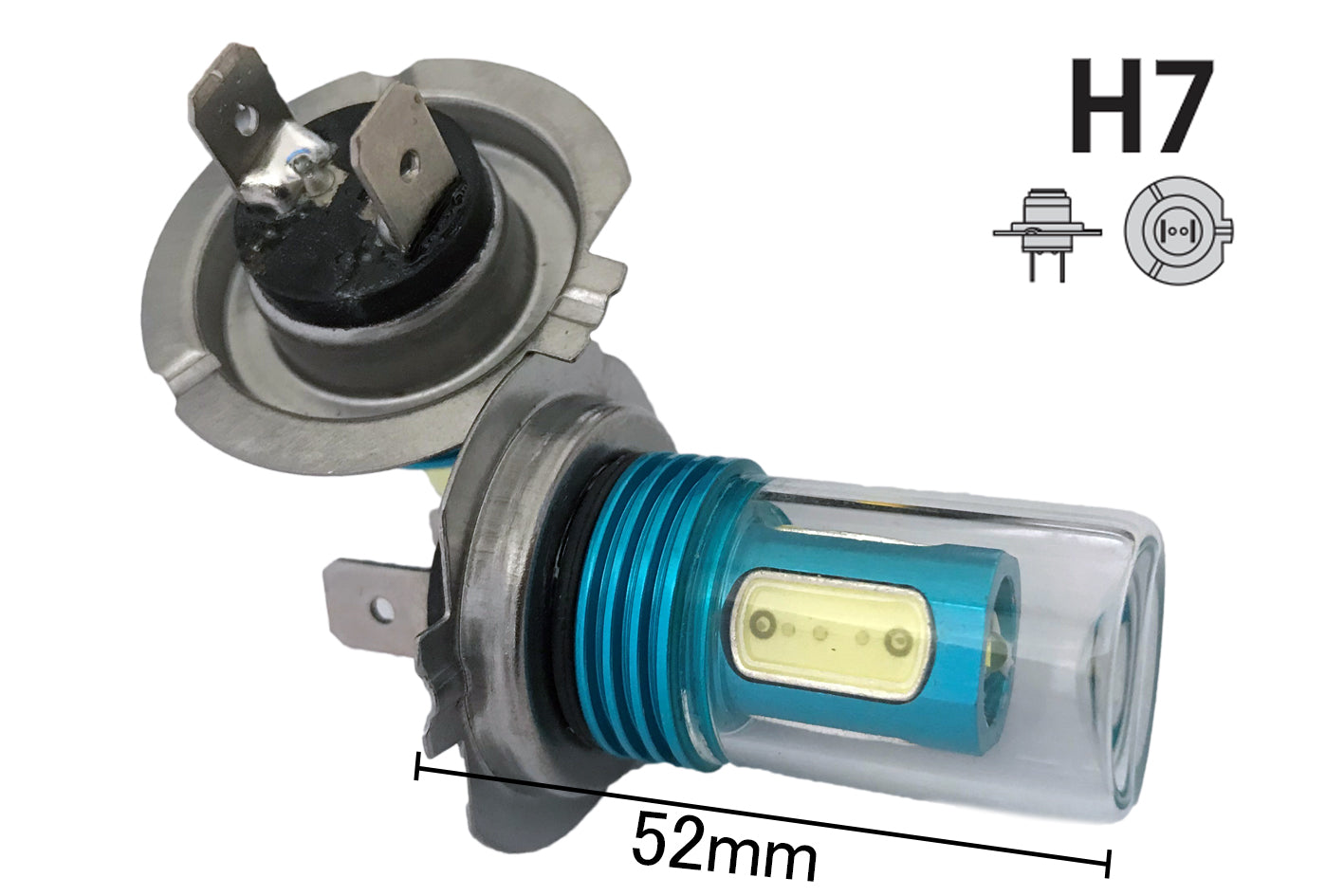 Coppia 2 Lampade Led H7 Con 1 Smd Cree 5W Frontale + 4 Power Da 2W Bianco