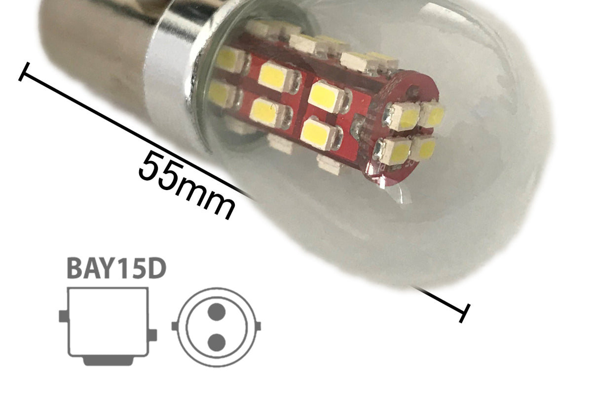 Coppia 2 Lampade Led BAY15D 1157 P21/5W Con 28 Smd 3014 Bianco Freddo 6000K 12V