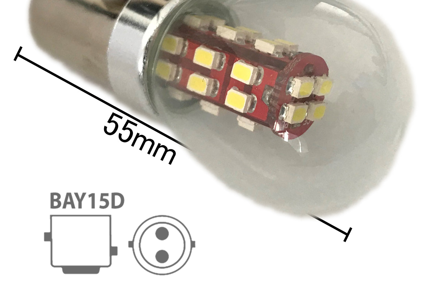 Coppia 2 Lampade Led BAY15D 1157 P21/5W Con 28 Smd 3014 Bianco Freddo 6000K 12V