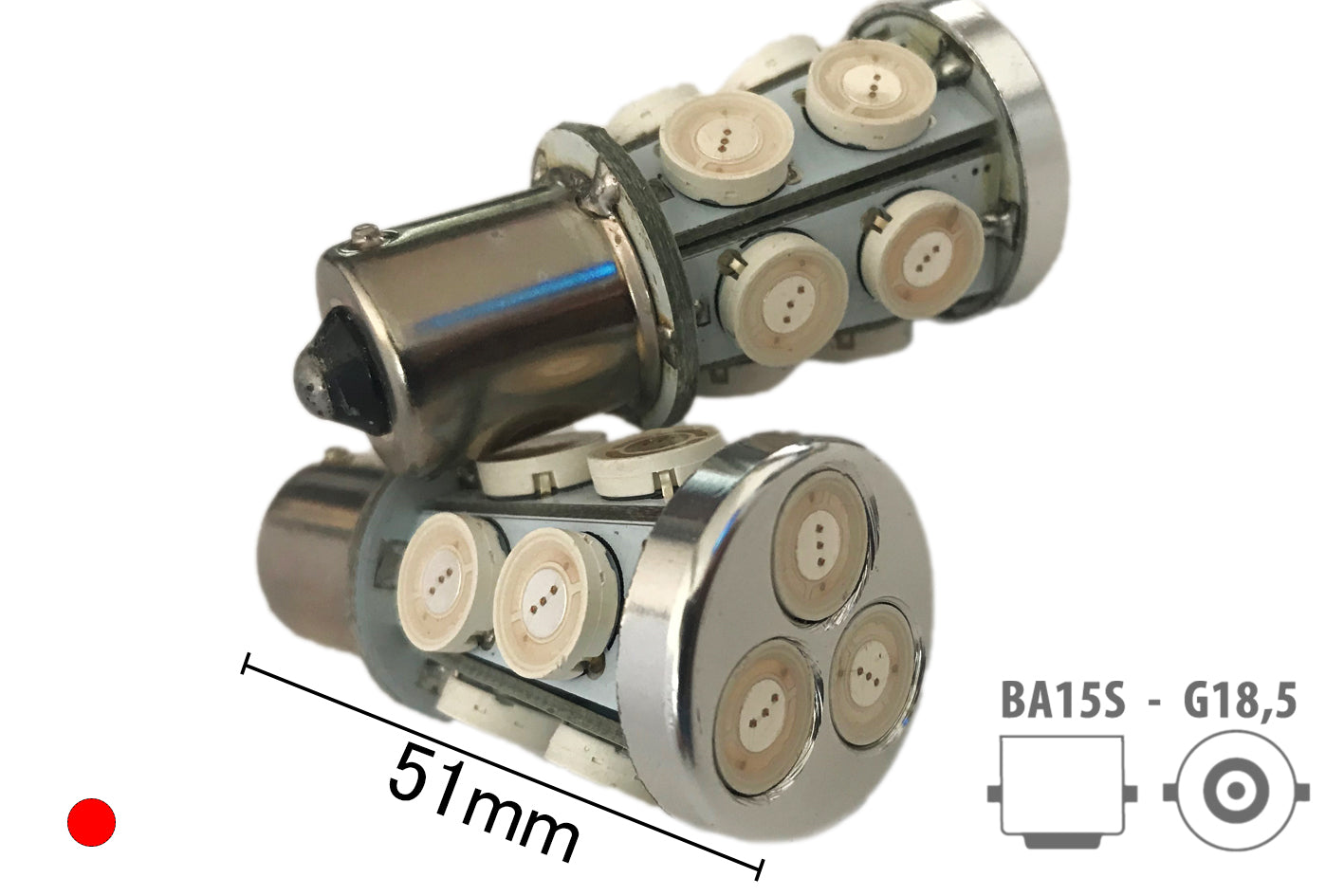 Coppia 2 Lampade Led BA15S 1156 P21W Con 13 Smd 9080 Colore Giallo Arancione