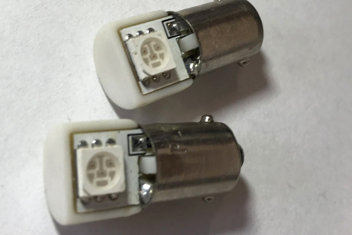 Coppia 2 Lampadine Led BA9S T4W Piedi Dritti Con 1 Smd 5050 Laterale Colore