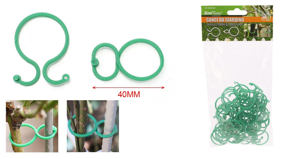 50 Pezzi Piante Clip Supporto Ganci Per Alberi Fiori Uso In Giardino 40X28mm