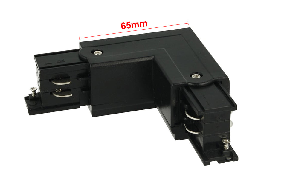 Connettore Giunto Forma L Destro Colore Nero Per Barra Sistema Binario Trifase