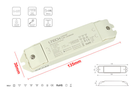 Led Driver CC 300mA DC 10-33V 10W Dimmerabile 0-10V 1-10V PWM <table