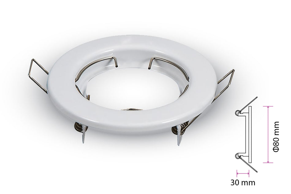 2 PZ Porta Faretti Led GU10 MR16 Rotondo Fisso Con Molla Bianco Spotlight