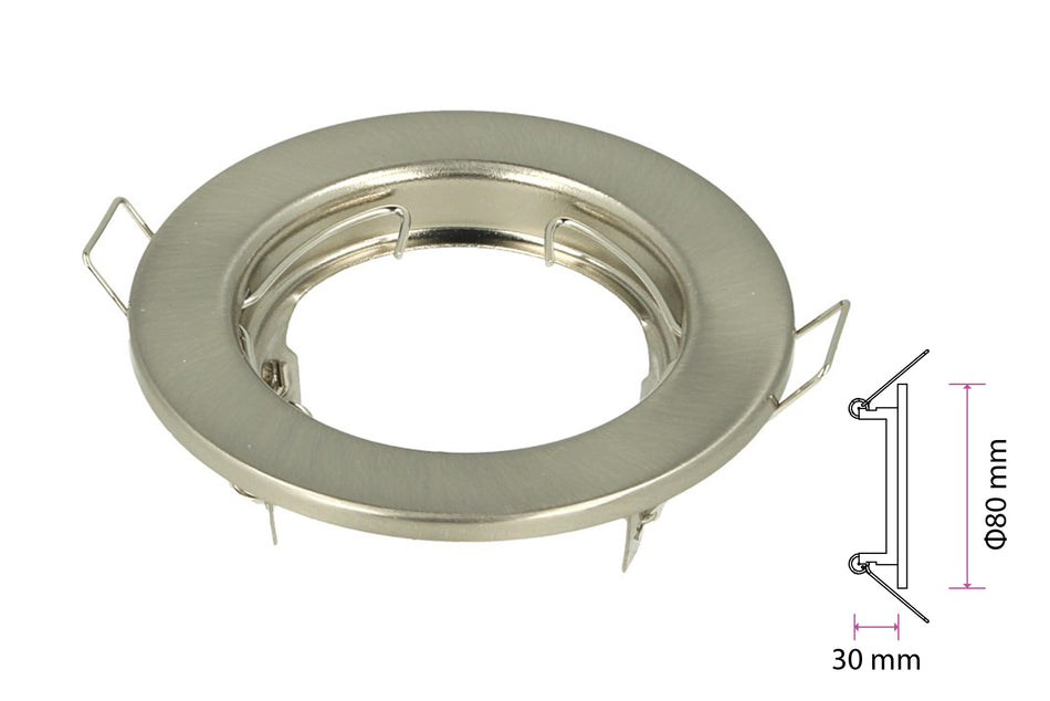 2 PZ Porta Faretti Led GU10 MR16 Rotondo Fisso Con Molla Satinato Spotlight