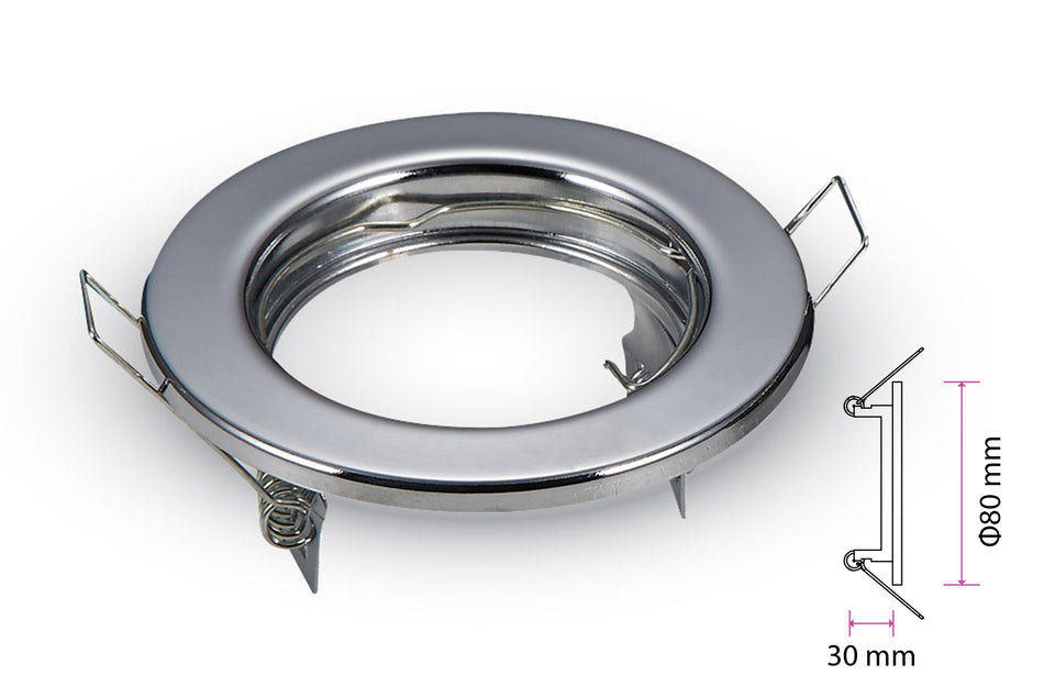 2 PZ Porta Faretti Led GU10 MR16 Rotondo Fisso Con Molla Cromato Spotlight